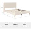 imageMartha Stewart Britta Platform Bed with Headboard ampamp Footboard Faux Linen Upholstery with Piping Detail Rounded Headboard No Box Spring Needed Queen BeigeBeige FabricWalnut Legs