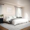 imageMartha Stewart Britta Platform Bed with Headboard ampamp Footboard Faux Linen Upholstery with Piping Detail Rounded Headboard No Box Spring Needed Queen BeigeBeige FabricWalnut Legs