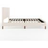 imageMartha Stewart Britta Platform Bed with Headboard ampamp Footboard Faux Linen Upholstery with Piping Detail Rounded Headboard No Box Spring Needed Queen BeigeBeige FabricWalnut Legs