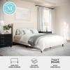 imageMartha Stewart Britta Platform Bed with Headboard ampamp Footboard Faux Linen Upholstery with Piping Detail Rounded Headboard No Box Spring Needed Queen BeigeBeige FabricWalnut Legs