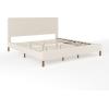 imageMartha Stewart Britta Platform Bed with Headboard ampamp Footboard Faux Linen Upholstery with Piping Detail Rounded Headboard No Box Spring Needed Queen BeigeBeige FabricWalnut Legs