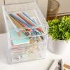 imageMartha Stewart Brody Desk Organizer with Drawer Stackable Plastic Desk Storage Box Organizer for Office Bathroom Countertop or Dorm 1275quot x 775quot Clear6 x 75