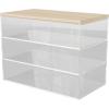 imageMartha Stewart Brody Plastic Storage Organizer Bins with Paulownia Wood Lids for Home Office Kitchen or Bathroom 3 Pack 2Small1MediumClearLight Natural