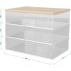 imageMartha Stewart Brody Plastic Storage Organizer Bins with Paulownia Wood Lids for Home Office Kitchen or Bathroom 3 Pack 2Small1MediumClearLight Natural