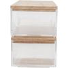 imageMartha Stewart Brody Plastic Storage Organizer Bins with Paulownia Wood Lids for Home Office Kitchen or Bathroom 3 Pack 2Small1MediumClearLight Natural