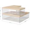 imageMartha Stewart Brody Plastic Storage Organizer Bins with Paulownia Wood Lids for Home Office Kitchen or Bathroom 3 Pack 2Small1MediumClearLight Natural
