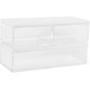 imageMartha Stewart Brody Plastic Storage Organizer Bins with Paulownia Wood Lids for Home Office Kitchen or Bathroom 3 Pack 2Small1MediumClearWhite