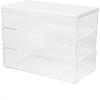 imageMartha Stewart Brody Plastic Storage Organizer Bins with Paulownia Wood Lids for Home Office Kitchen or Bathroom 3 Pack 2Small1MediumClearWhite