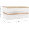 imageMartha Stewart Brody Plastic Storage Organizer Bins with Paulownia Wood Lids for Home Office Kitchen or Bathroom 3 Pack 2Small1MediumClearWhite
