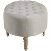 imageMartha Stewart Clara Coffee Table  Solid Wood Frame Soft Fabric Button Tufted Oval Large Accent Ottoman  Modern Foam Padded Top Footstool Cocktail Living Room Furniture LinenLinen