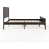 imageMartha Stewart Corbin Solid Wood Platform Bed with Wooden Headboard and Footboard Wood Slat Foundation No Box Spring Needed King Brown GrayDark Brown