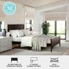 imageMartha Stewart Corbin Solid Wood Platform Bed with Wooden Headboard and Footboard Wood Slat Foundation No Box Spring Needed King Brown GrayDark Brown