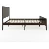 imageMartha Stewart Corbin Solid Wood Platform Bed with Wooden Headboard and Footboard Wood Slat Foundation No Box Spring Needed King Brown GrayDark Brown