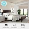 imageMartha Stewart Corbin Solid Wood Platform Bed with Wooden Headboard and Footboard Wood Slat Foundation No Box Spring Needed King Brown GrayDark Brown