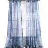 imageMartha Stewart Delicate Stripe Sheer Rod Pocket Window Curtain Panel Pair for Living Room 84quot WhiteIndigo