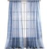 imageMartha Stewart Delicate Stripe Sheer Rod Pocket Window Curtain Panel Pair for Living Room 84quot WhiteIndigo