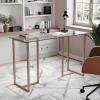 imageMartha Stewart Eli Home Office Desk with Glass Top and Steel Frame Oil Rubbed BronzeClear TopPolished Brass Frame