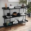 imageMartha Stewart Emmett 3 Shelf Bookcase with Vertical Metal Frame Home Office Storage Display Unit 35quot H Walnut Wood GrainPolished BrassBlack Wood GrainOil Rubbed Bronze Frame