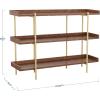 imageMartha Stewart Emmett 3 Shelf Bookcase with Vertical Metal Frame Home Office Storage Display Unit 35quot H Walnut Wood GrainPolished BrassWalnut Wood GrainPolished Brass Frame