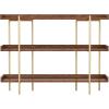 imageMartha Stewart Emmett 3 Shelf Bookcase with Vertical Metal Frame Home Office Storage Display Unit 35quot H Walnut Wood GrainPolished BrassWalnut Wood GrainPolished Brass Frame