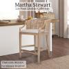 imageMartha Stewart Farmhouse Counter Height Bar Stools Handcrafted Rattan Counter Height Stools Kickplate Footrest for Kitchen Island Upholstered Dining Room Chairs Furniture Home Bar  Natural PlayaNatural Whitewash