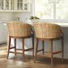imageMartha Stewart Farmhouse Counter Height Bar Stools Handcrafted Rattan Counter Height Stools Kickplate Footrest for Kitchen Island Upholstered Dining Room Chairs Furniture Home Bar  Natural PlayaNatural