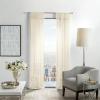imageMartha Stewart Glacier Sheer Rod Pocket Window Curtain Panel Pair 95quot WhiteIvory