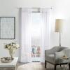 imageMartha Stewart Glacier Sheer Rod Pocket Window Curtain Panel Pair 95quot WhiteWhite