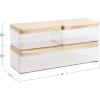 imageMartha Stewart Grady Clear Plastic Stackable Storage Boxes with White Engineered Wood Lids Set of 3ClearLight Natural Paulownia Top