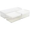 imageMartha Stewart Grady Clear Plastic Stackable Storage Boxes with White Engineered Wood Lids Set of 3ClearWhite Plastic Top