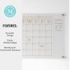 imageMartha Stewart Grayson Acrylic Wall Calendar with Notes with Dry Erase Marker and Mounting Hardware 24quot x 18quot wGold PrintClearGold