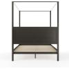 imageMartha Stewart Hayes Canopy Platform Bed with Wood Headboard and Footboard Solid Wood Frame No Box Spring Needed Queen Size Dark Gray