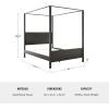 imageMartha Stewart Hayes Canopy Platform Bed with Wood Headboard and Footboard Solid Wood Frame No Box Spring Needed Queen Size Dark Gray