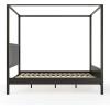 imageMartha Stewart Hayes Canopy Platform Bed with Wood Headboard and Footboard Solid Wood Frame No Box Spring Needed Queen Size Dark Gray