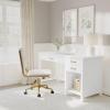 imageMartha Stewart Hutton Shaker Style Home Office Desk with 2 Side Drawers in White with Polished Brass Hardware
