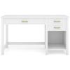 imageMartha Stewart Hutton Shaker Style Home Office Desk with 2 Side Drawers in White with Polished Brass Hardware