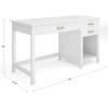 imageMartha Stewart Hutton Shaker Style Home Office Desk with 2 Side Drawers in White with Polished Brass Hardware