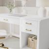 imageMartha Stewart Hutton Shaker Style Home Office Desk with 2 Side Drawers in White with Polished Brass Hardware