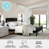 imageMartha Stewart Jax Platform Bed with Rattan Headboard and Footboard Solid Wood Frame Wooden Support Slats No Box Spring Needed Queen Size Brown GrayBlack