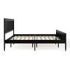 imageMartha Stewart Jax Platform Bed with Rattan Headboard and Footboard Solid Wood Frame Wooden Support Slats No Box Spring Needed Queen Size Brown GrayBlack