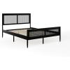 imageMartha Stewart Jax Platform Bed with Rattan Headboard and Footboard Solid Wood Frame Wooden Support Slats No Box Spring Needed Queen Size Brown GrayBlack