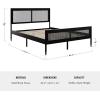 imageMartha Stewart Jax Platform Bed with Rattan Headboard and Footboard Solid Wood Frame Wooden Support Slats No Box Spring Needed Queen Size Brown GrayBlack
