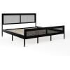 imageMartha Stewart Jax Platform Bed with Rattan Headboard and Footboard Solid Wood Frame Wooden Support Slats No Box Spring Needed Queen Size Brown GrayBlack