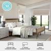 imageMartha Stewart Jax Platform Bed with Rattan Headboard and Footboard Solid Wood Frame Wooden Support Slats No Box Spring Needed Queen Size Brown GrayBrown Gray