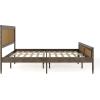 imageMartha Stewart Jax Platform Bed with Rattan Headboard and Footboard Solid Wood Frame Wooden Support Slats No Box Spring Needed Queen Size Brown GrayBrown Gray