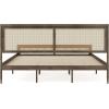 imageMartha Stewart Jax Platform Bed with Rattan Headboard and Footboard Solid Wood Frame Wooden Support Slats No Box Spring Needed Queen Size Brown GrayBrown Gray