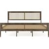 imageMartha Stewart Jax Platform Bed with Rattan Headboard and Footboard Solid Wood Frame Wooden Support Slats No Box Spring Needed Queen Size Brown GrayBrown Gray
