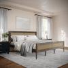 imageMartha Stewart Jax Platform Bed with Rattan Headboard and Footboard Solid Wood Frame Wooden Support Slats No Box Spring Needed Queen Size Brown GrayBrown Gray