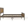 imageMartha Stewart Jax Platform Bed with Rattan Headboard and Footboard Solid Wood Frame Wooden Support Slats No Box Spring Needed Queen Size Brown GrayBrown Gray