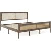 imageMartha Stewart Jax Platform Bed with Rattan Headboard and Footboard Solid Wood Frame Wooden Support Slats No Box Spring Needed Queen Size Brown GrayBrown Gray